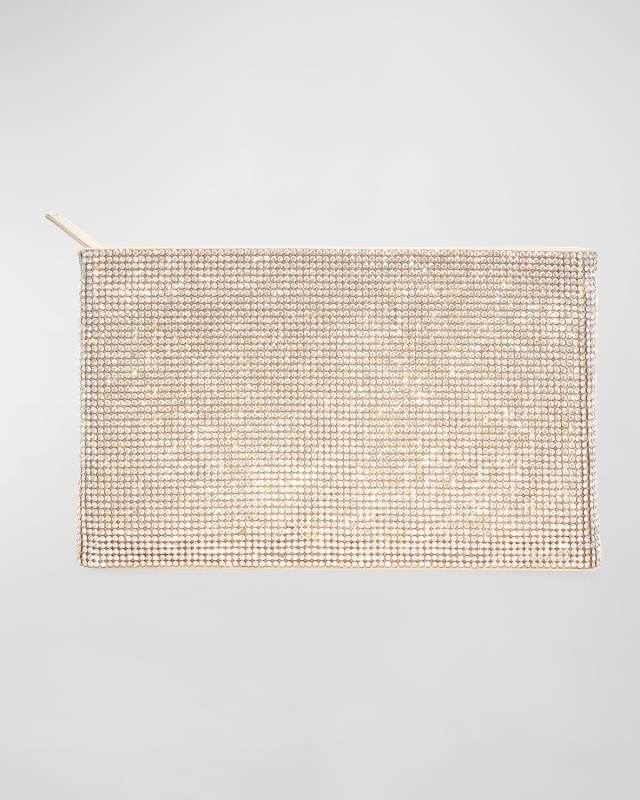 Allover Crystal Zip Pouch Clutch Bag